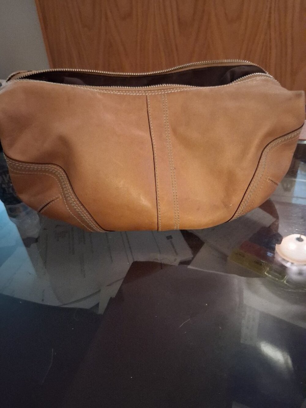 Coach 12674 Zoe Tan Leather Shoulder Bag Purse